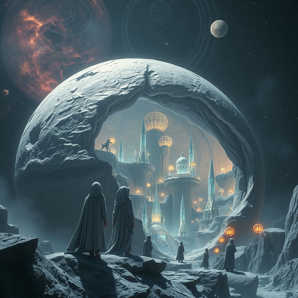 Ethereal City within a Majestic Asteroid