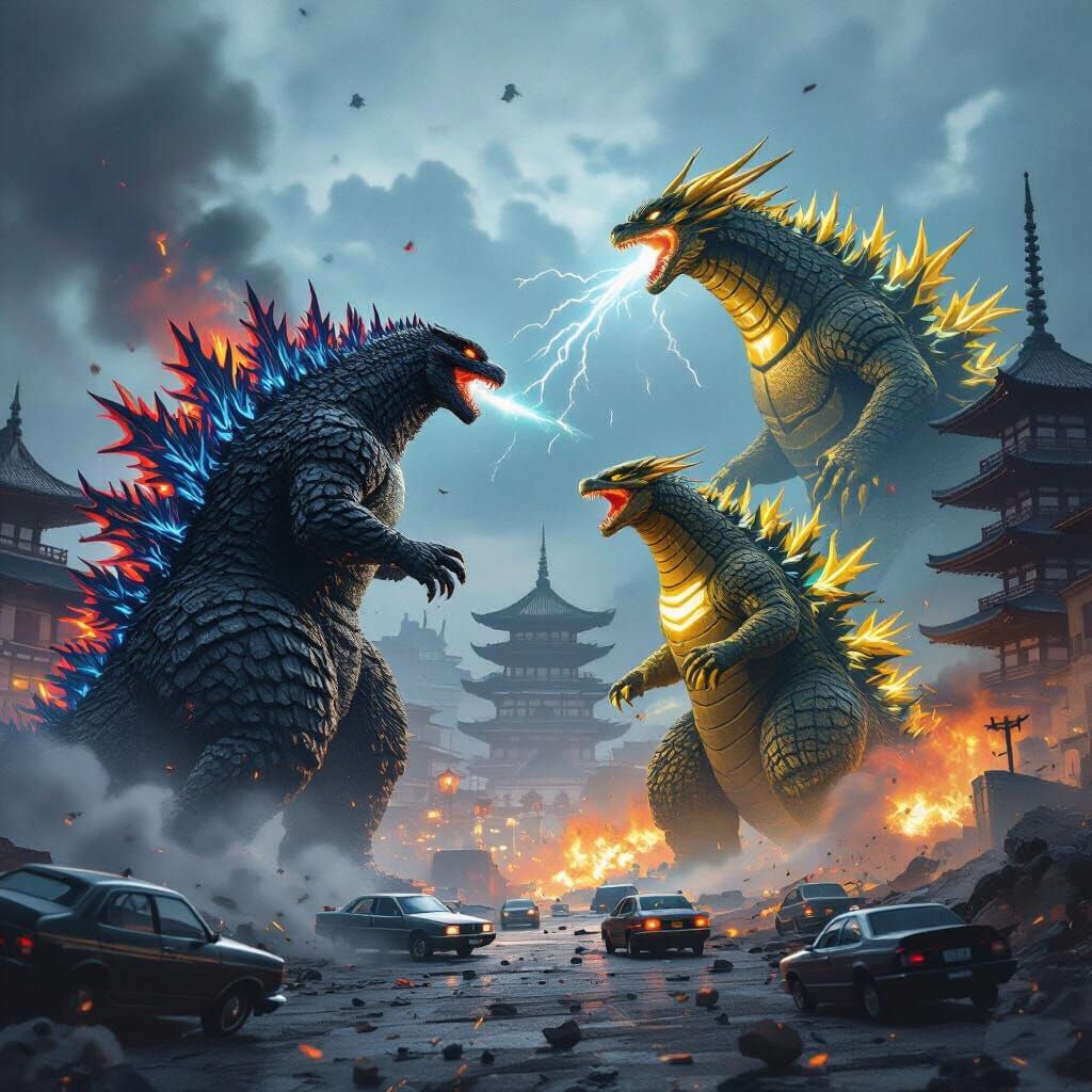 Epic Kaiju Battle: Godzilla vs Gamera vs King Ghidorah in Ky...