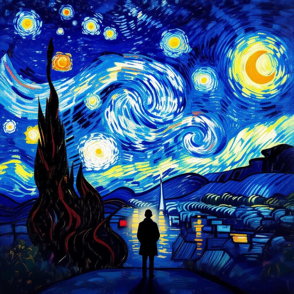 Starry Sky Inspired by Impressionist Masters