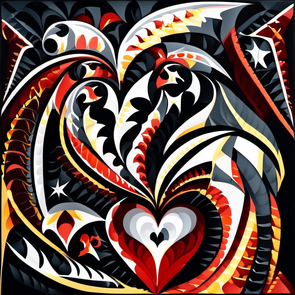 Surreal Heart in Dark Pop Art Style