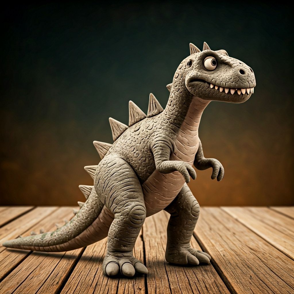 Intricately Sculpted Clay Dinosaur Figurine