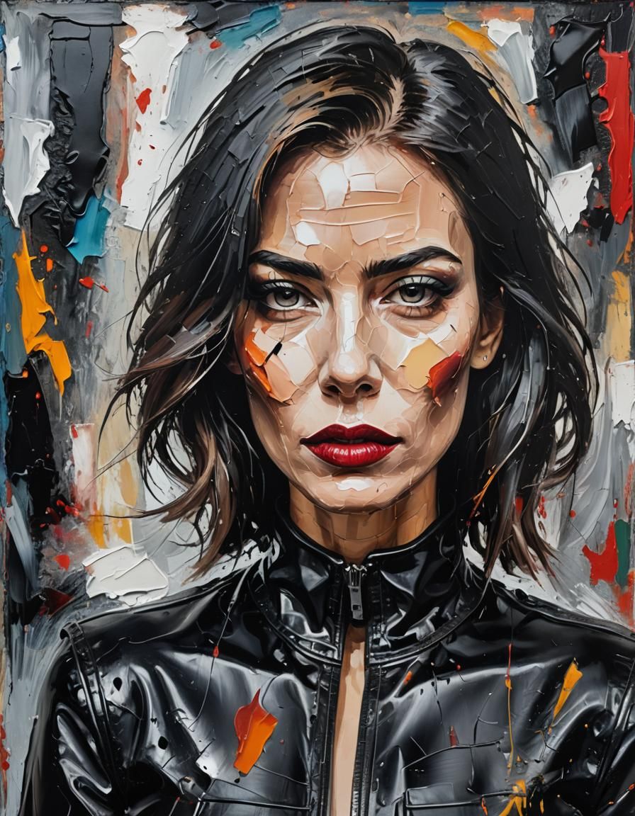 Female Model in Neo-Expressionist Impasto Oil Painting