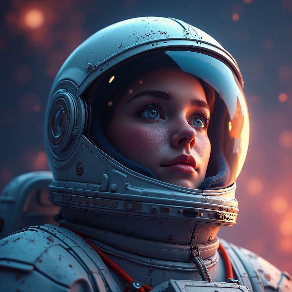 Hyper-Realistic Astronaut in a Cosmic Landscape
