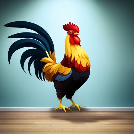 Dynamic Rooster in Splash Art Style