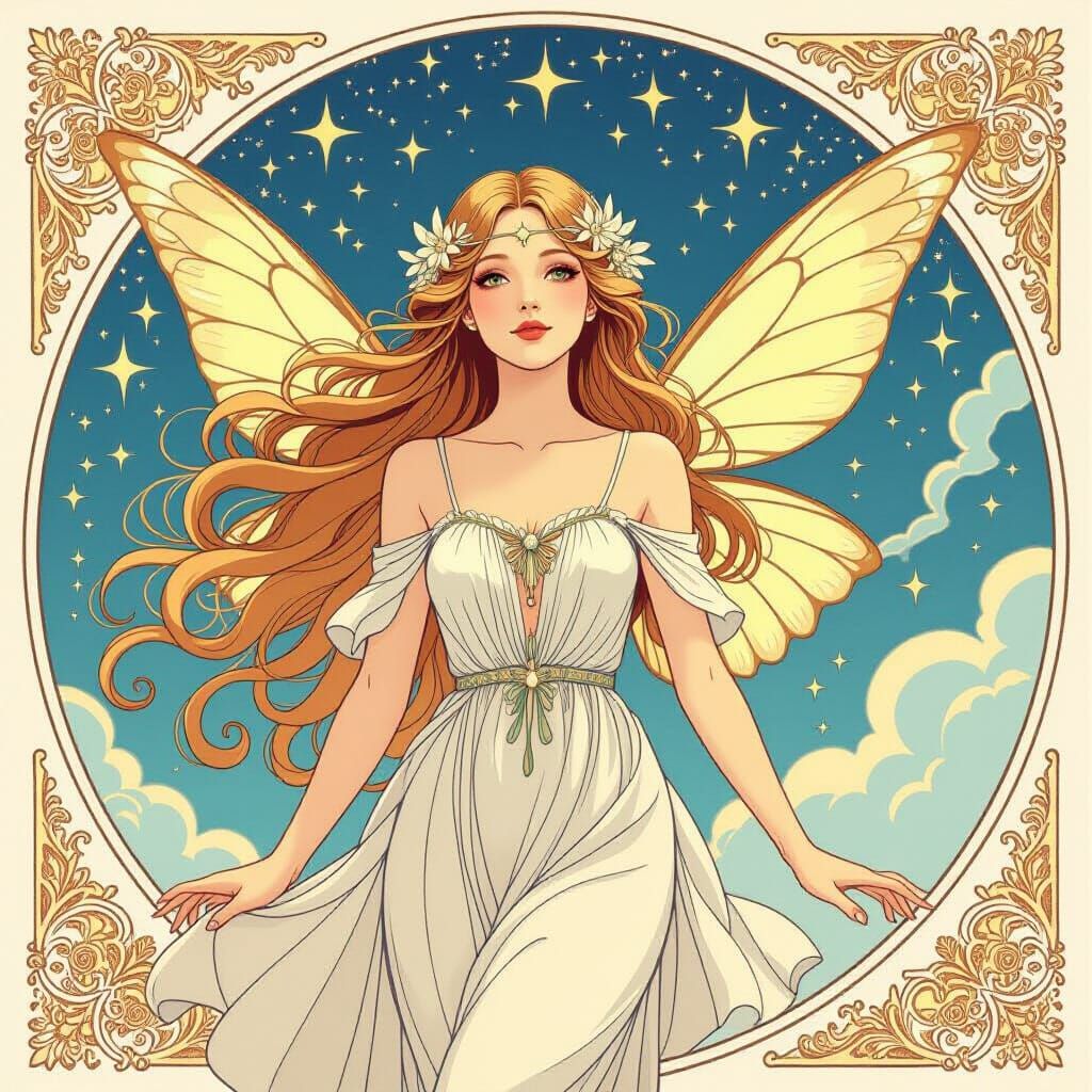 Celestial Fairy in Art Nouveau Style