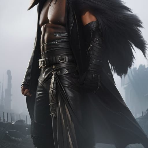 Hyperdetailed Man with Fur Collar in Dark Concept Art