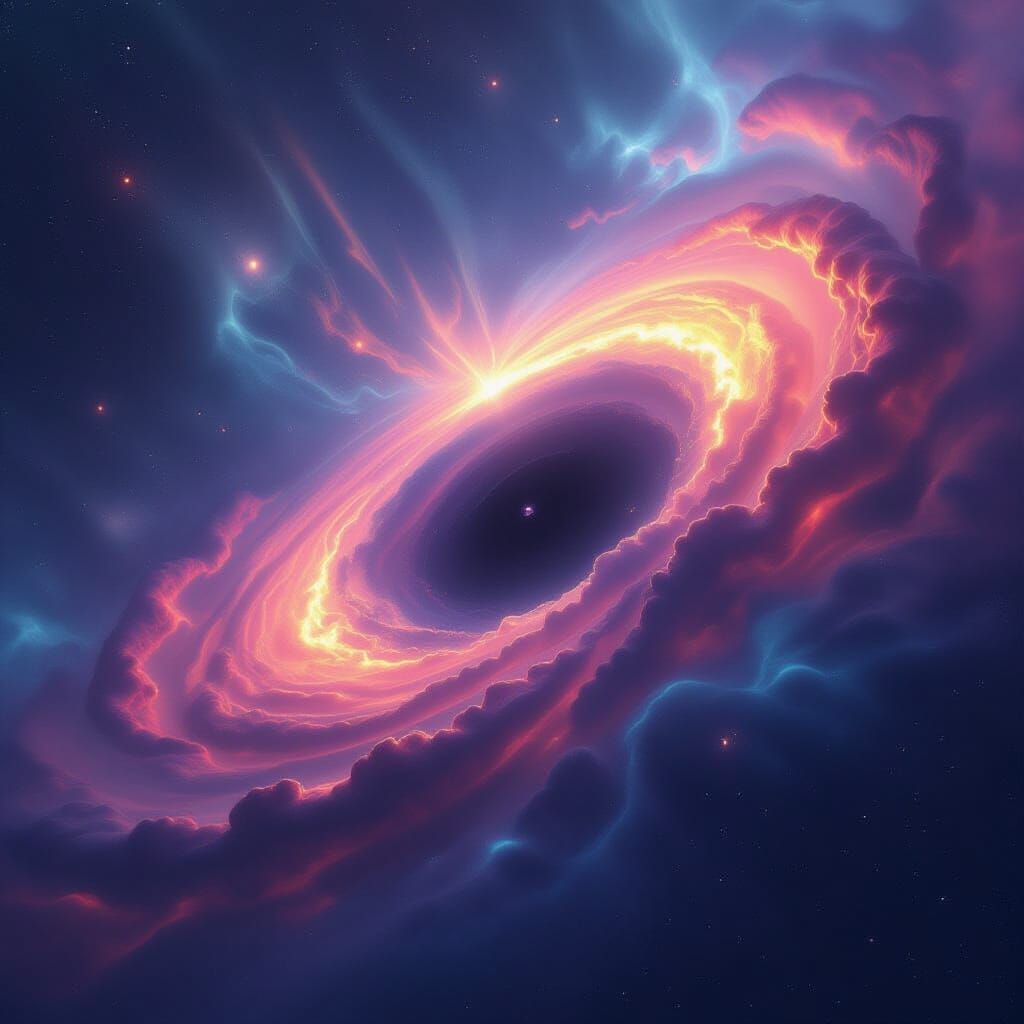 Cosmic Black Hole Devours Vibrant Nebulae