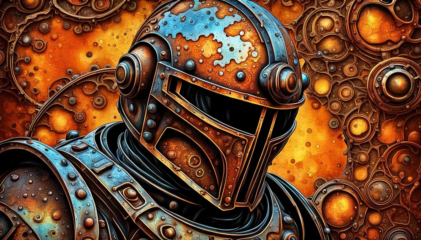 Rust Stains on Iron Helmet: Abstract Vector Art