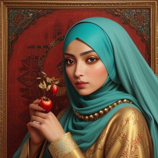 Woman in Hijab in the Style of Gustave Moreau