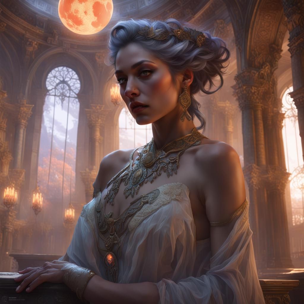 Ghostly Woman Dances in Ruins by Moonlight