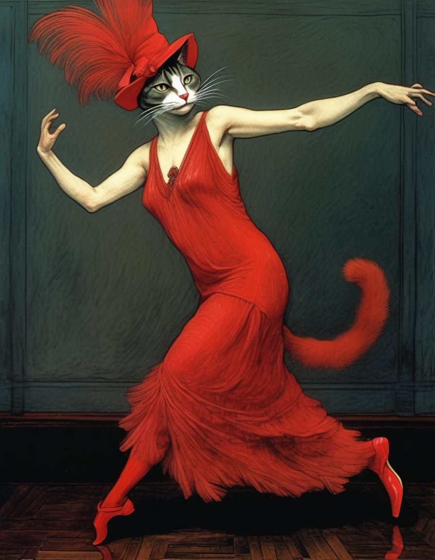 Flapper cat, dancing. 👠