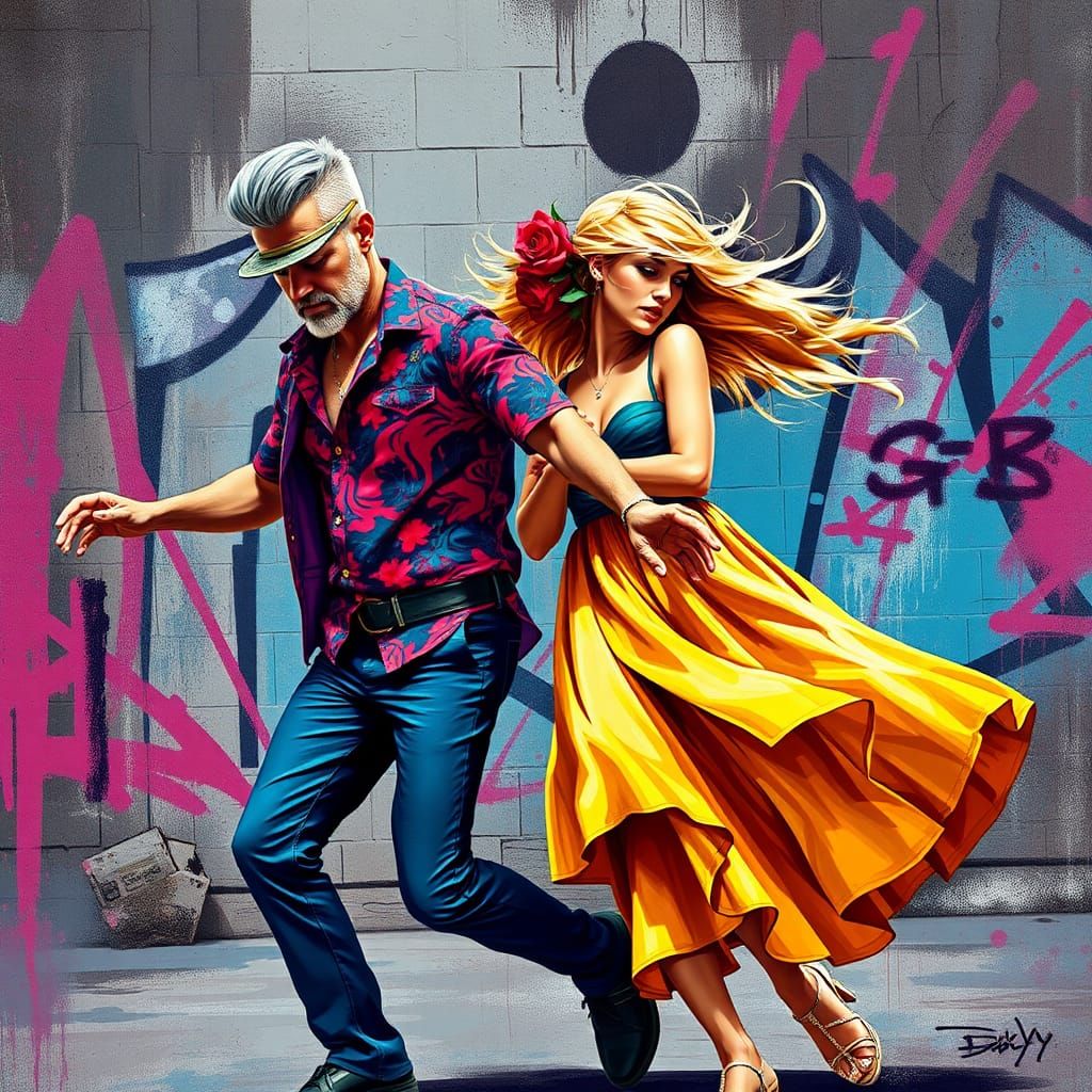 Dynamic Street Art Dance Scene in Urban Setting