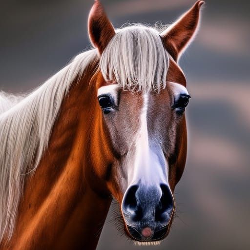 Splendid Arabian Horse with Silver Mane: Digital Painting