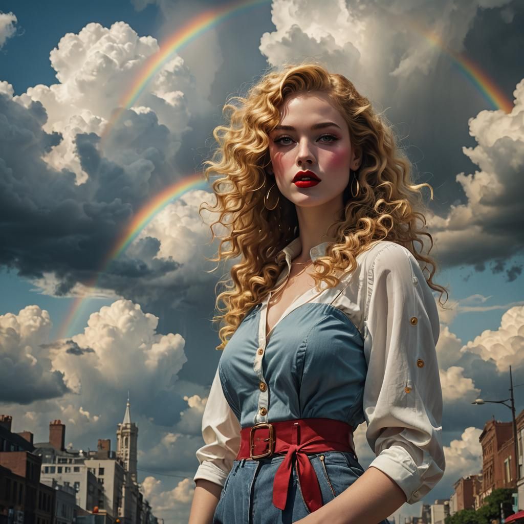 Fantasy Girl with Cherry Lips and Golden Curls