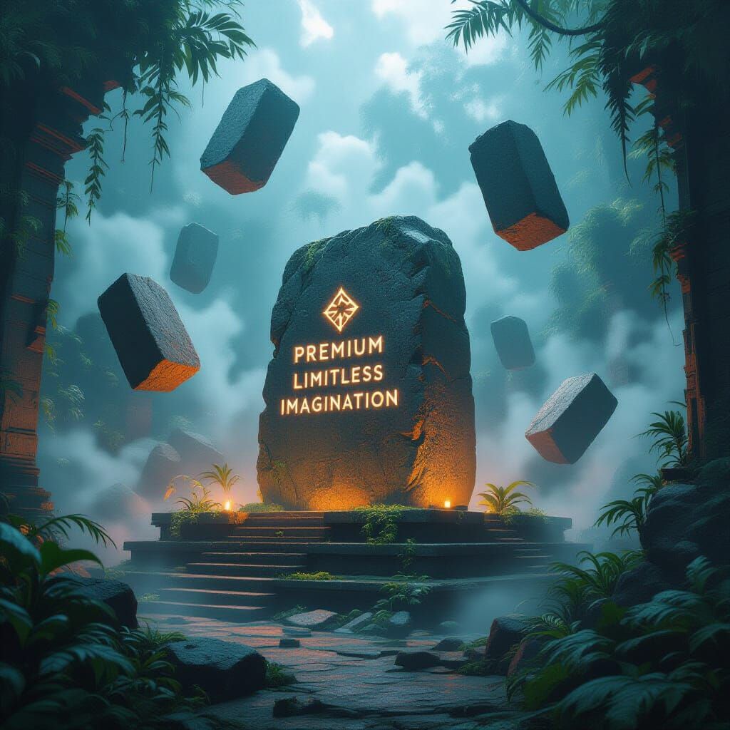 Mystical Runes Above Jungle Ruins in Fantasy Concept Art