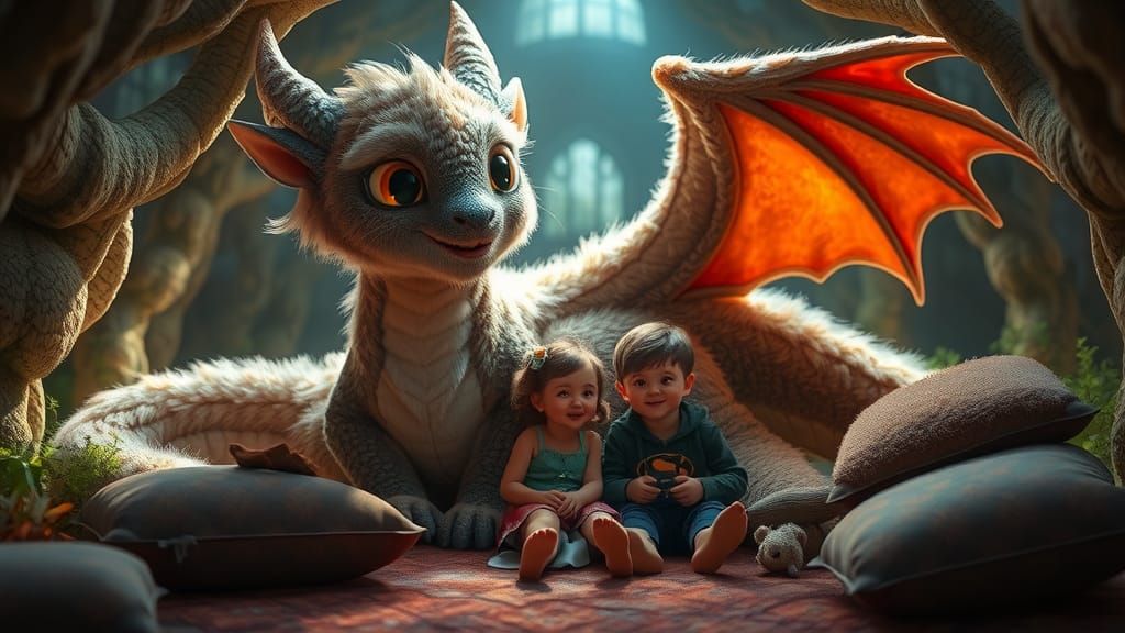 Fluffy Dragon Guardian in Fantasycore Style