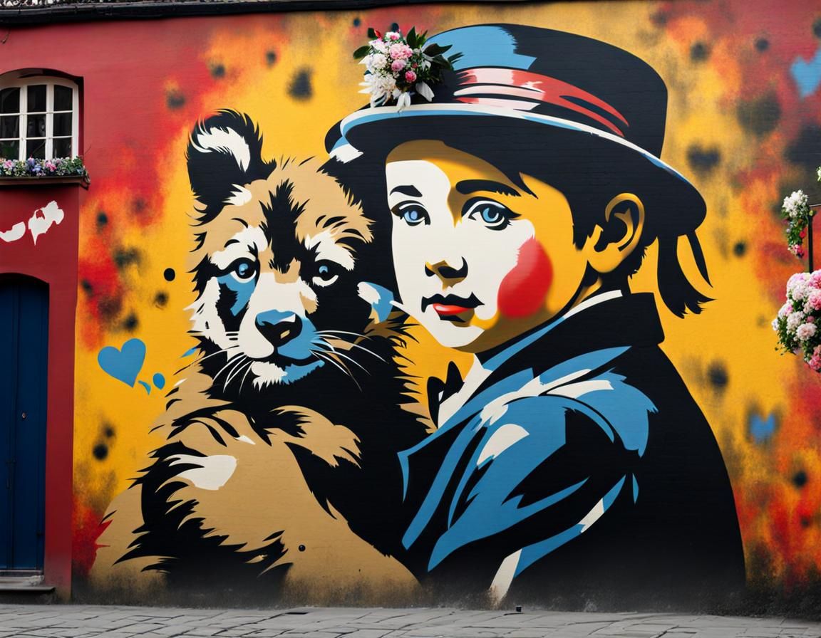 Banksy Graffiti Meets Renoir-Style Mural in Paris