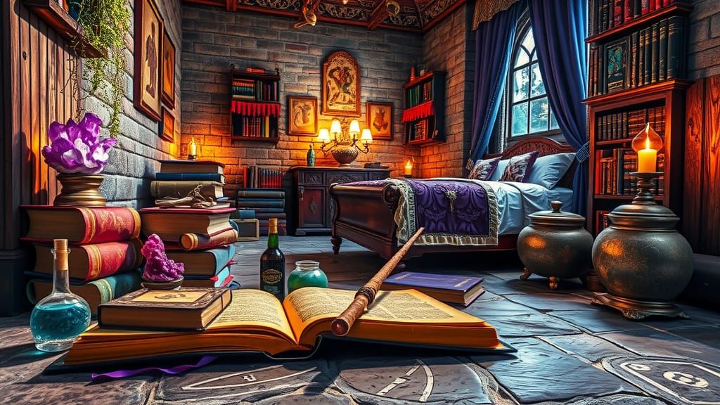 Ethereal Wizard's Lair in Intricately Textured Textile Colla...