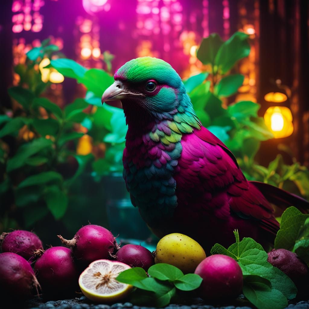 Bird with Beetroot in Fashion Photography Style