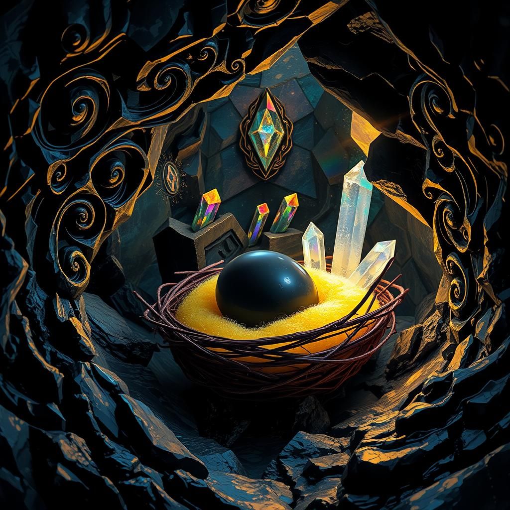 Crystalline Cavern with Rainbow Neon Crystals: Astral Illust...