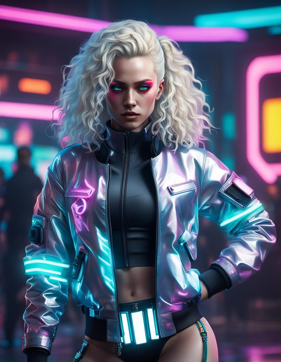 Cyberpunk Blonde in Mirror Jacket