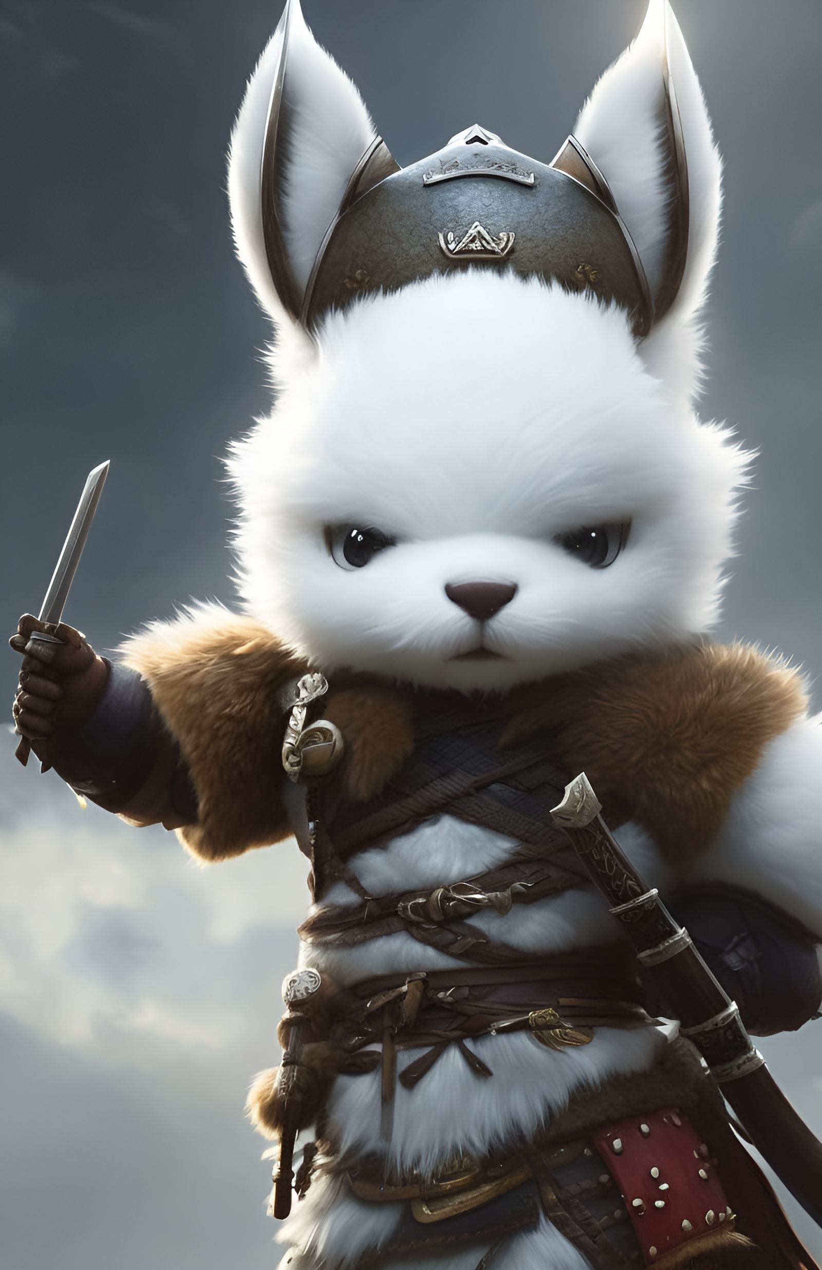 Chibi Viking Samurai Rabbit Portrait