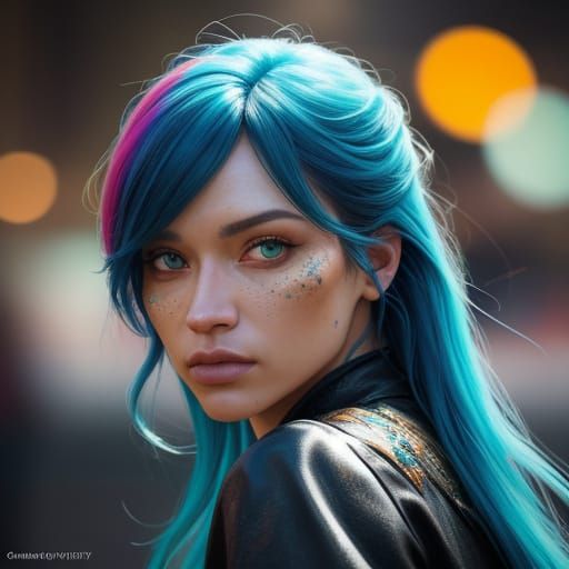 Hyperrealistic Person Looks Back in Vibrant Colors