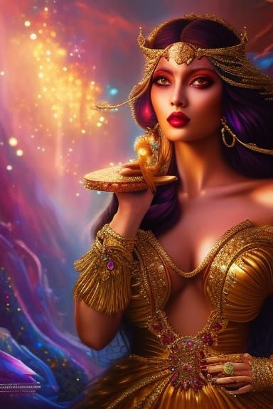 Red Haired Sorceress in Bayou Swamp, Digital Art