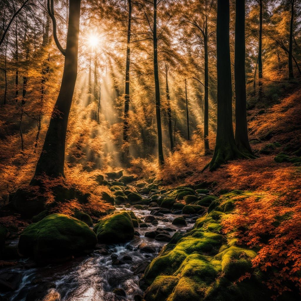 Serene Forest Landscape in Vibrant Colors