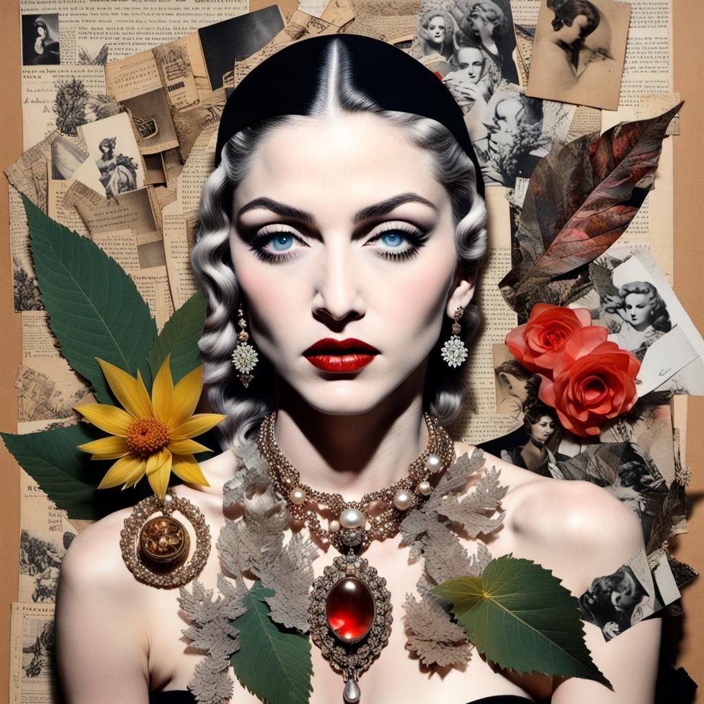 Surreal Vintage Glamour Collage of Madonna