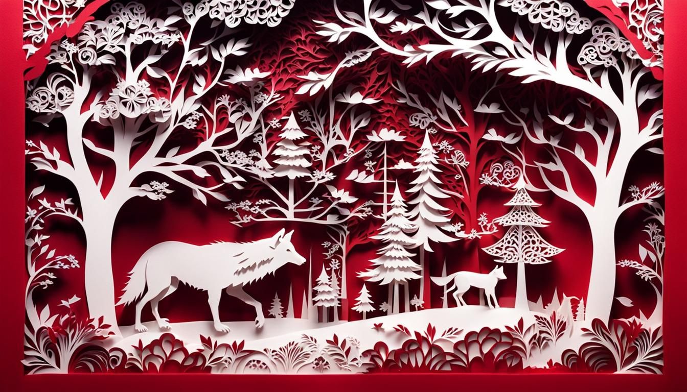 Red Riding Hood and Wolf in Paper-Cut Animation