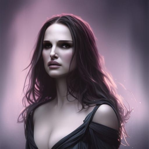 Natalie Portman: Dark Gothic Portrait in Art Nouveau Style