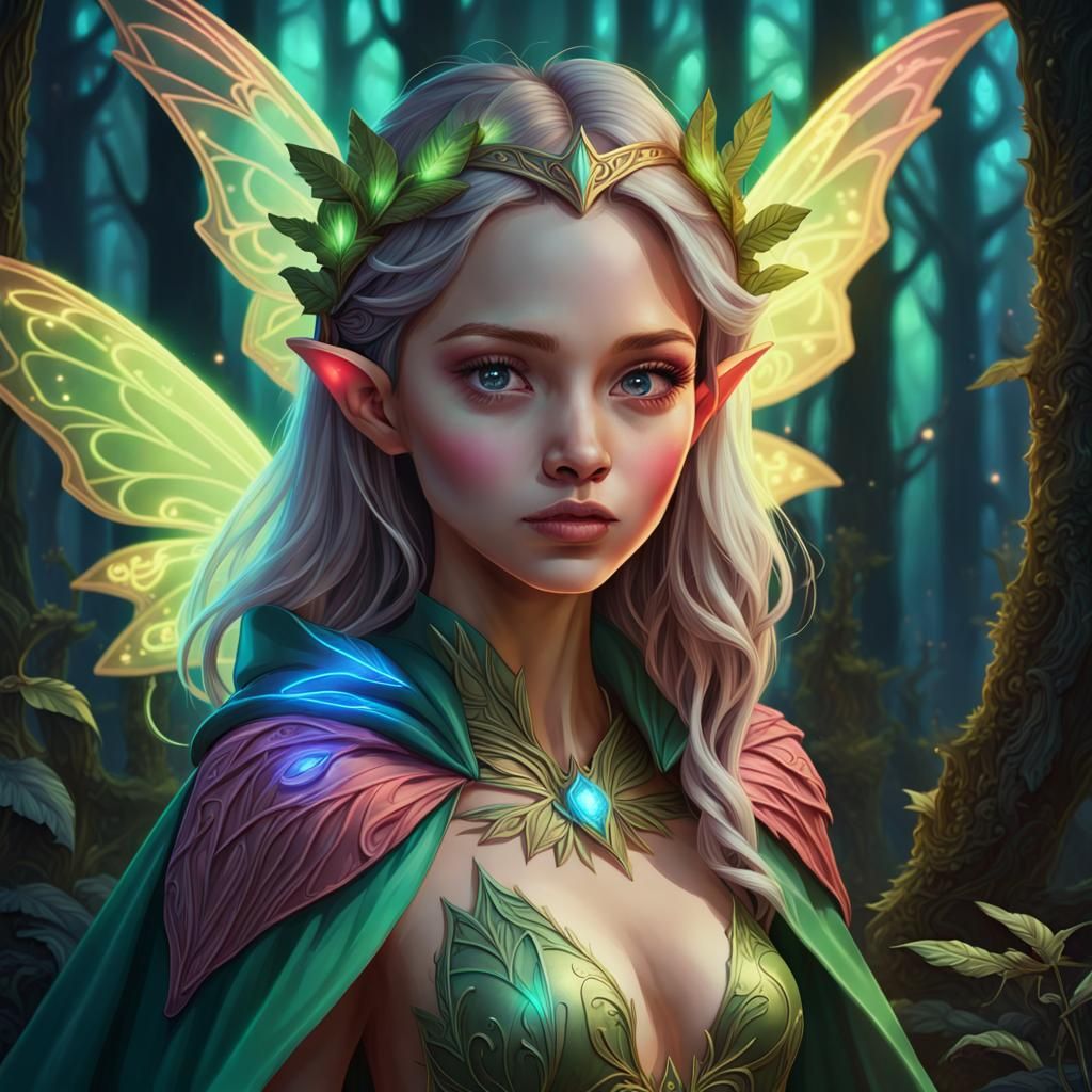 Neon Forest Fairy with Expensive Cape
