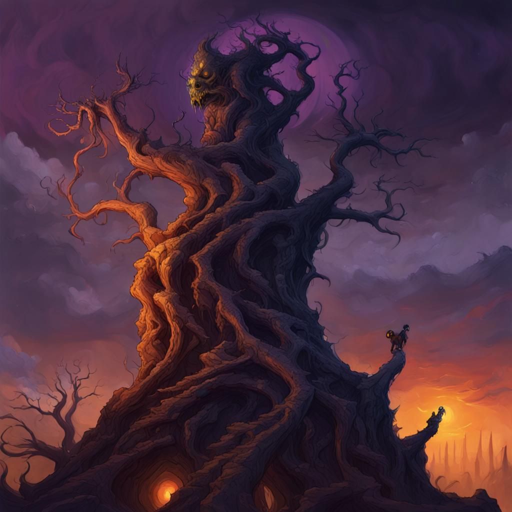 Dark Fantasy Abomination on Ancient Spire