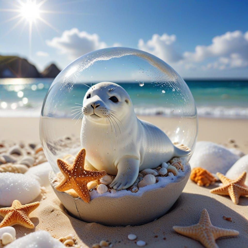 Snow Globe with Seal and Starfish