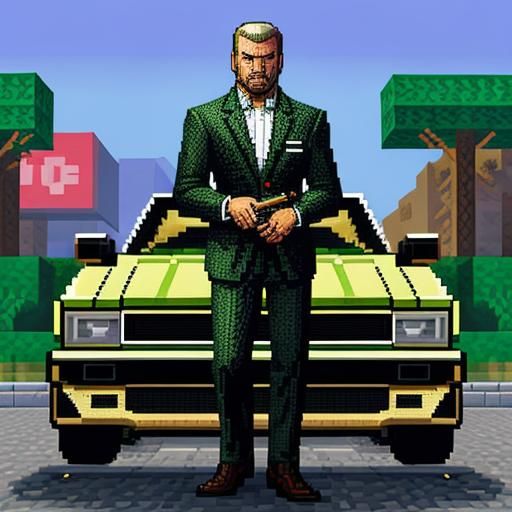 GTA Meets Minecraft in 8-bit Pixel Art