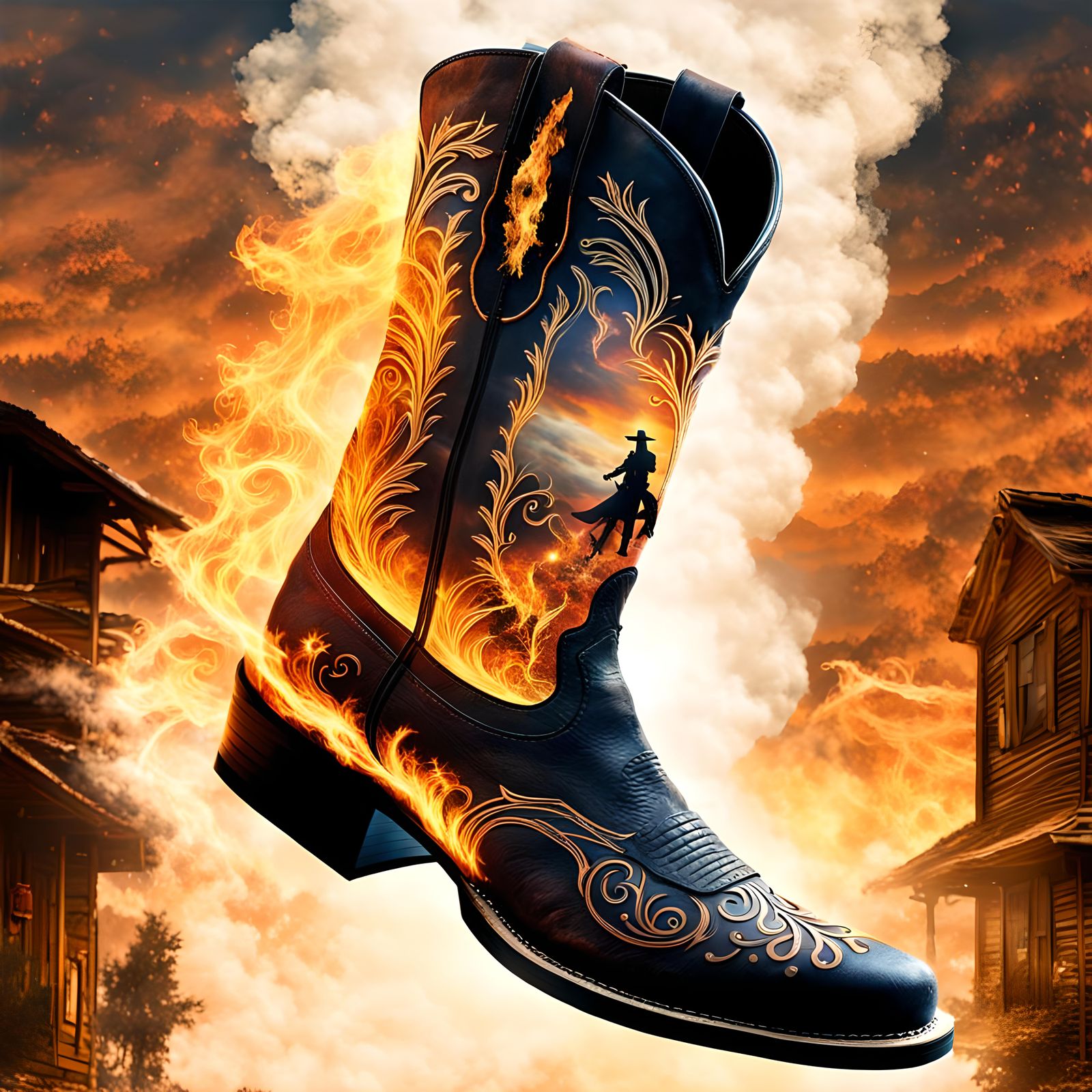 Fire Double Exposure Boot