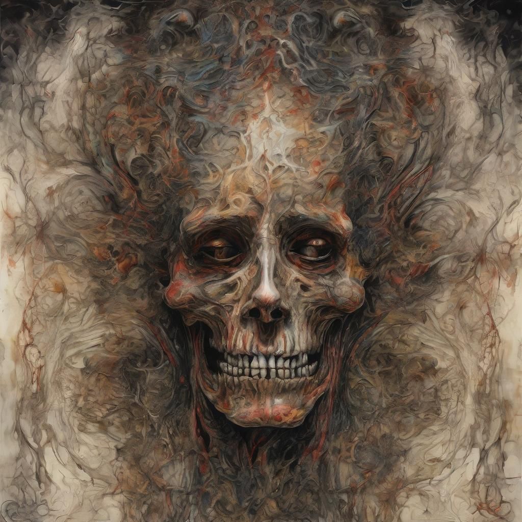 Morbid Self-Awareness: Expressionistic Ink and Oil Painting