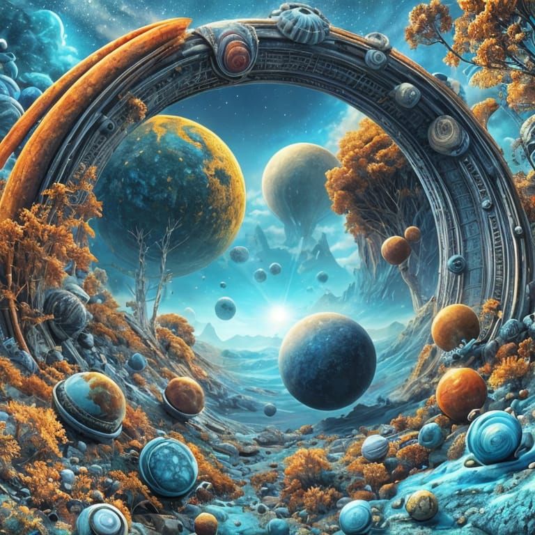 Surreal Alien Planet Landscape in Neptune Blues