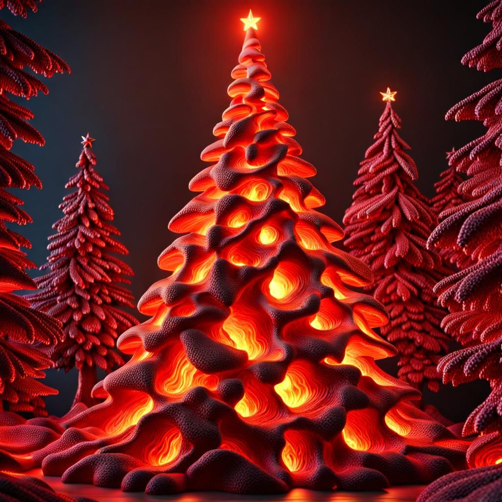 Lava Christmas Tree in Detailed 3D Render