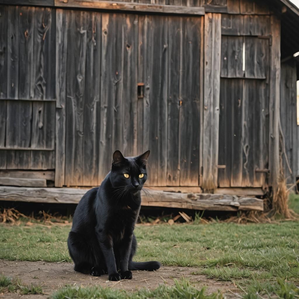 Fierce Black Cat Guardian of the Barn