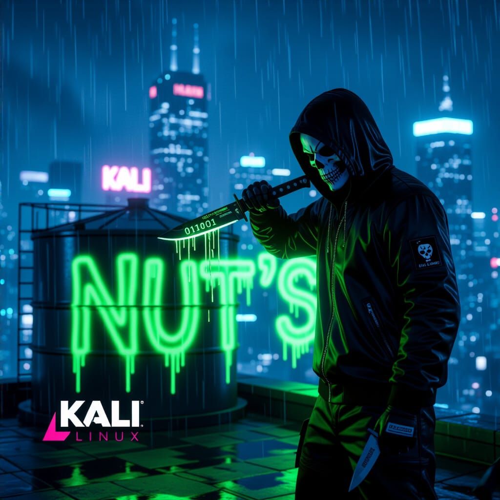 Cyberpunk Rapper on Skyscraper Rooftop at Night