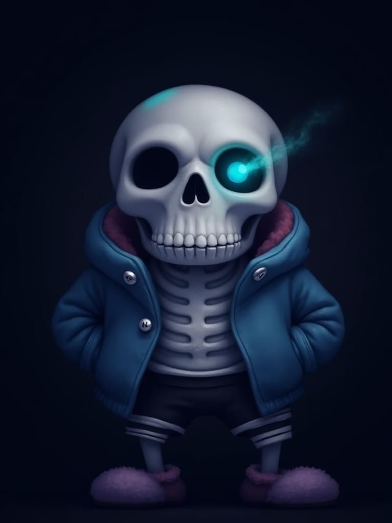 Skeleton with Glowing Eye in Mystical Setting