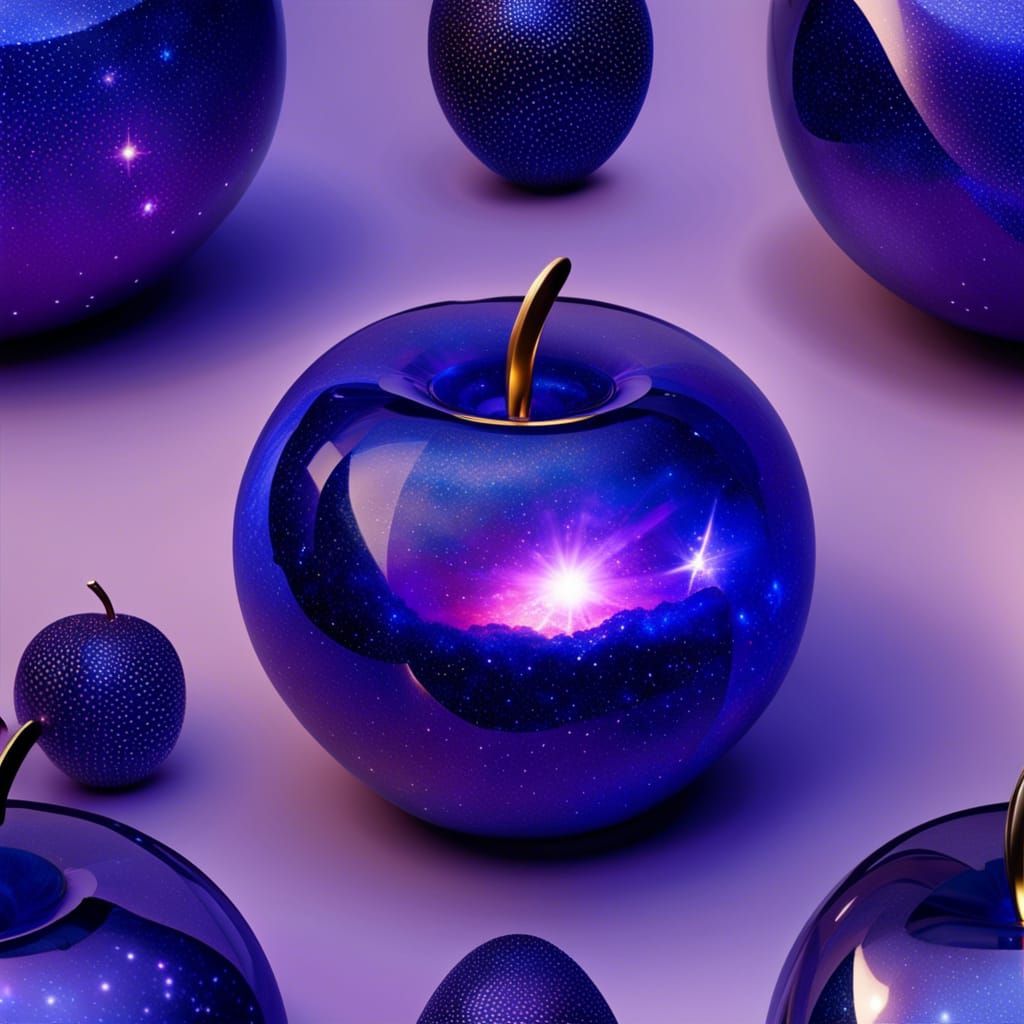 An Apple with the Beautiful Galaxy inside