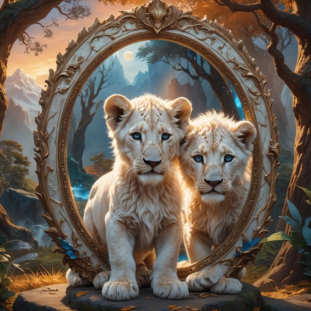 Lion Cub's Magical Mirror Reflection