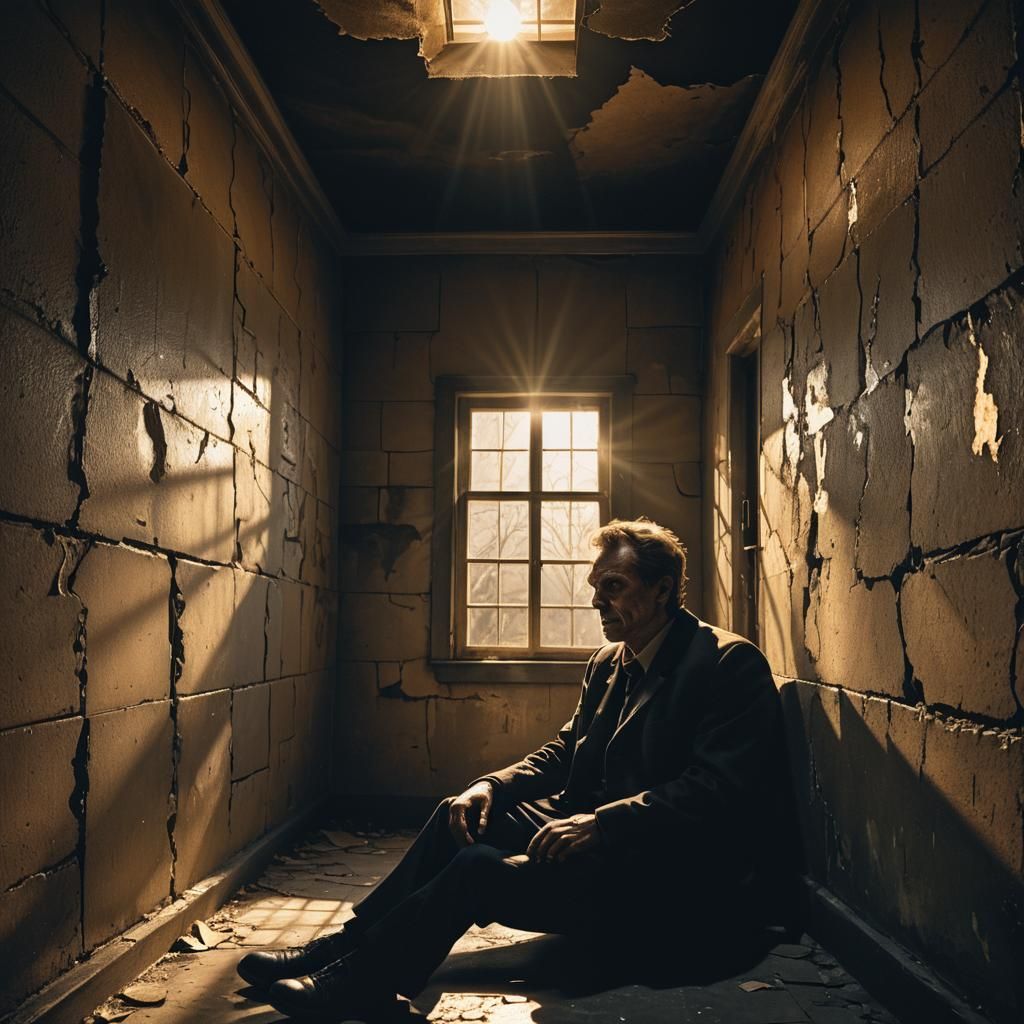 Ominous Psychiatric Cell in Dark Surrealism Style