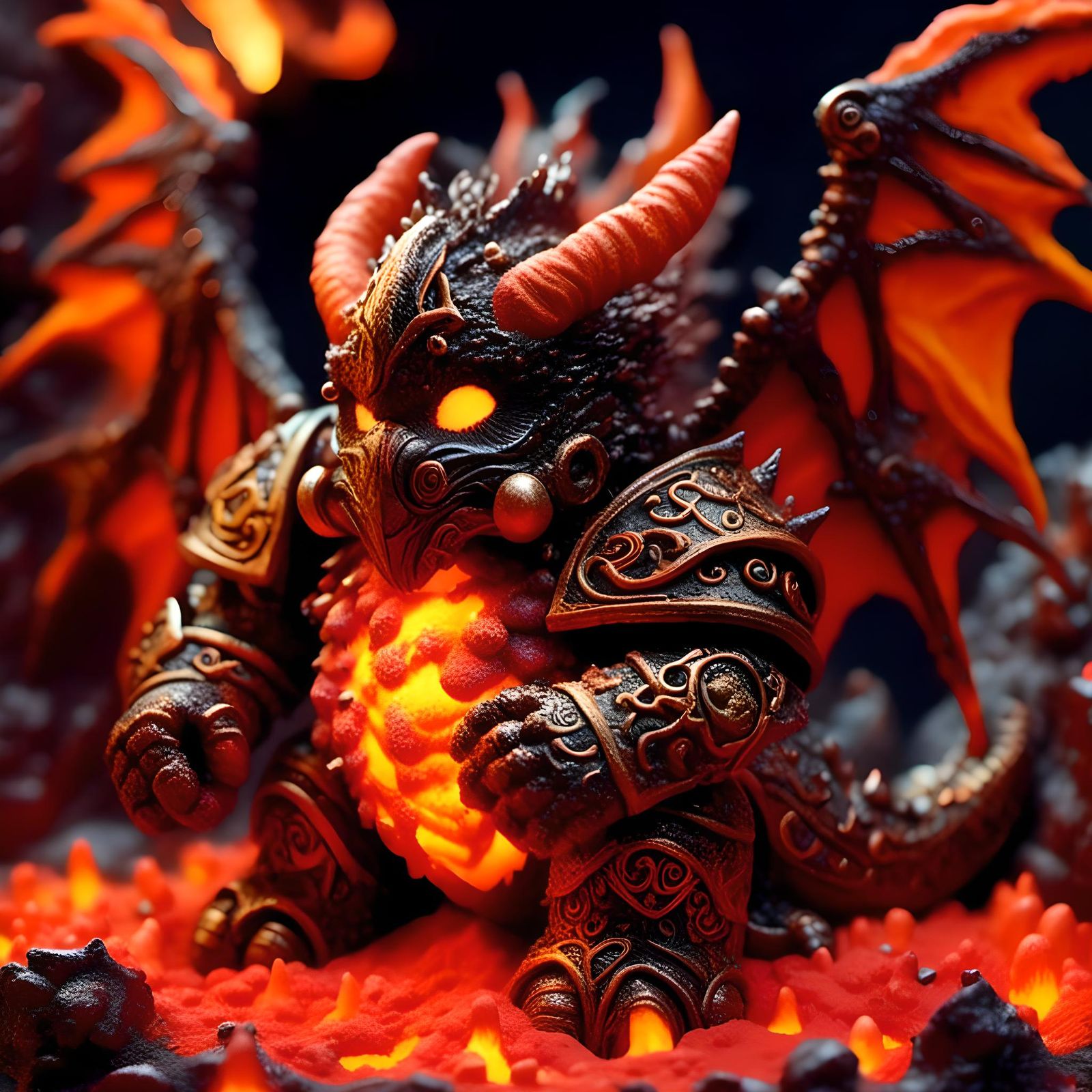 Cute Baby Dragon in Lava Sandbox