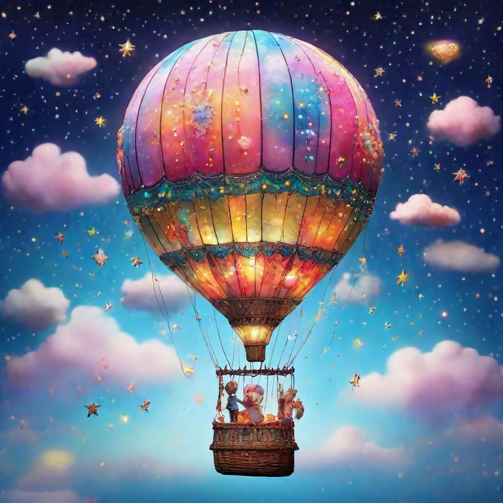 Marshmallowpunk Hot Air Balloon with Hanging Stars