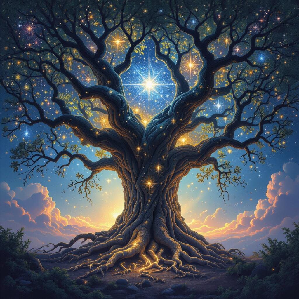 Ancient Cosmic Tree Digital Painting