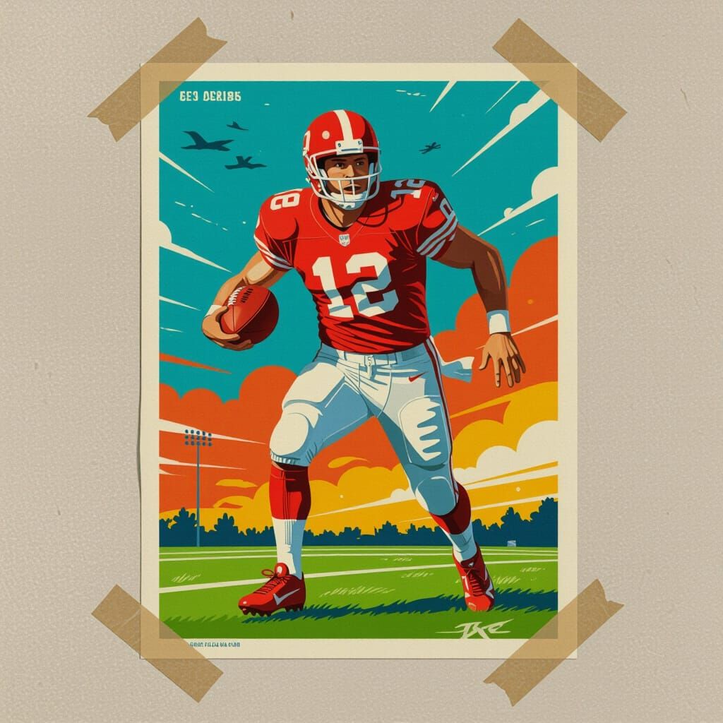 Vibrant Football Poster with Vintage-Modern Style